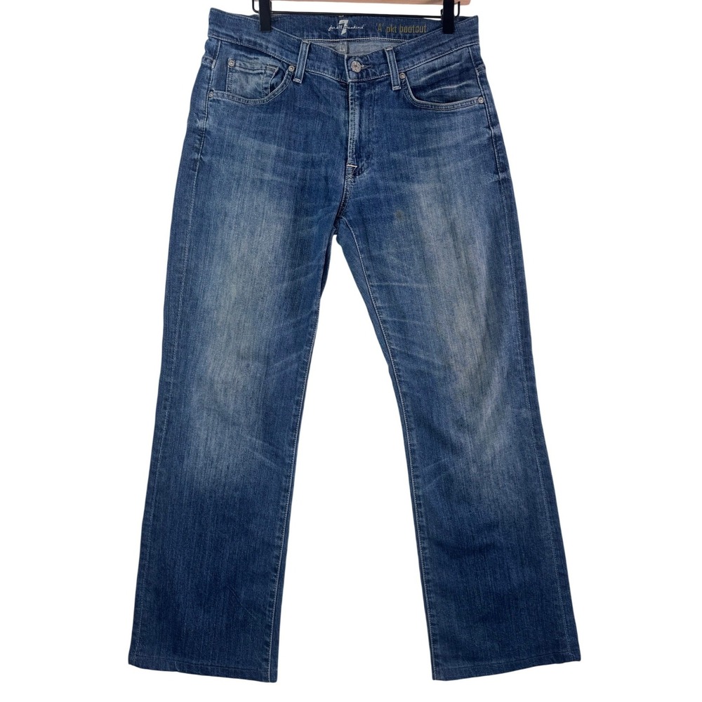 7 For All Mankind Men Pocket Bootcut‎ Jeans Blue Medium Wash Size 32 Stretch Y2K
